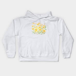 Yellow Margaret Daisies branch watercolor Kids Hoodie